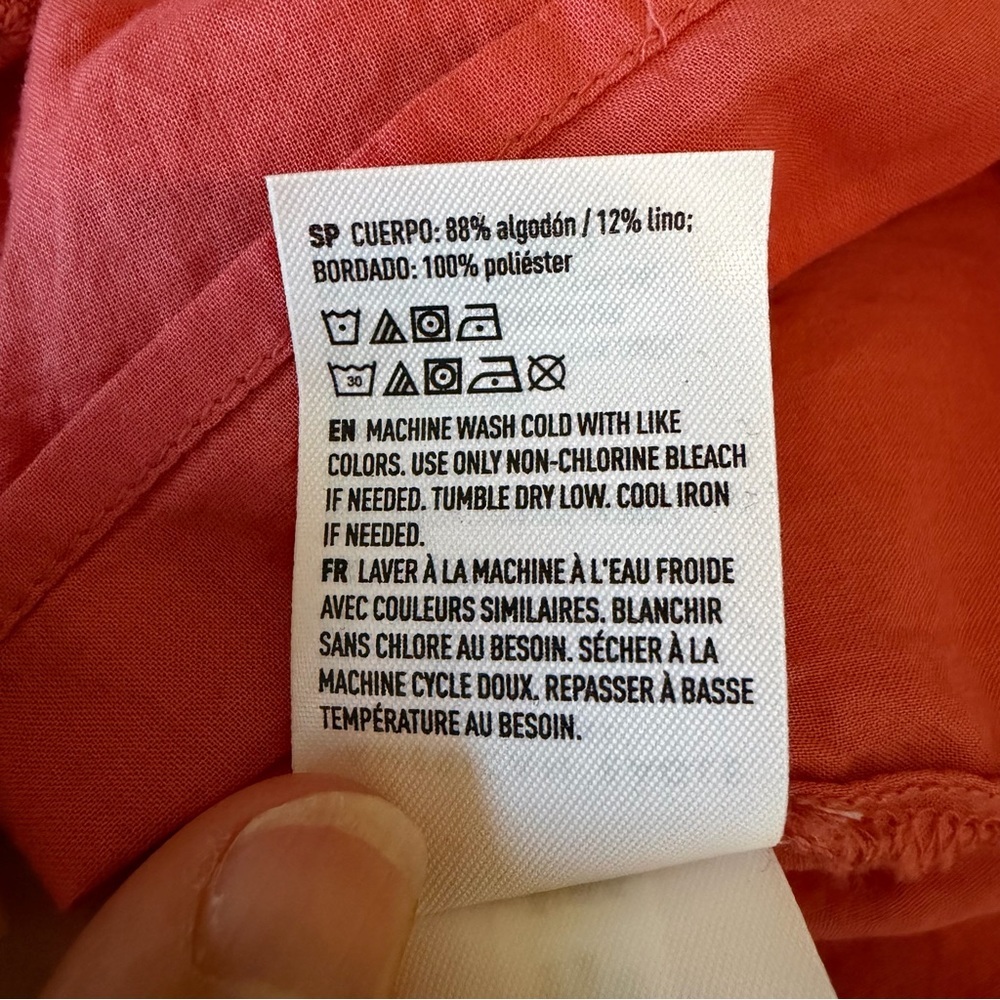 2/$30 American Eagle Outfitters Cotton Linen Pink  Eyelet Tiered Skater Skirt - Picture 8 of 9